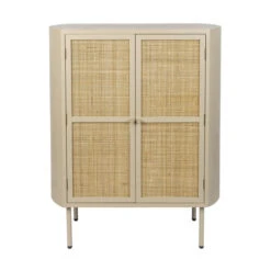 Beige Wandkast Met Rotan Deuren