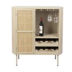 Beige Wijnkast Met Rotan