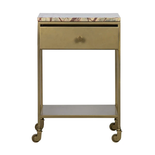 BePureHome Nachtkastje Op Wielen Goud Marmer 4 BePureHome Nachtkastje Op Wielen Goud Marmer - Afbeelding 2