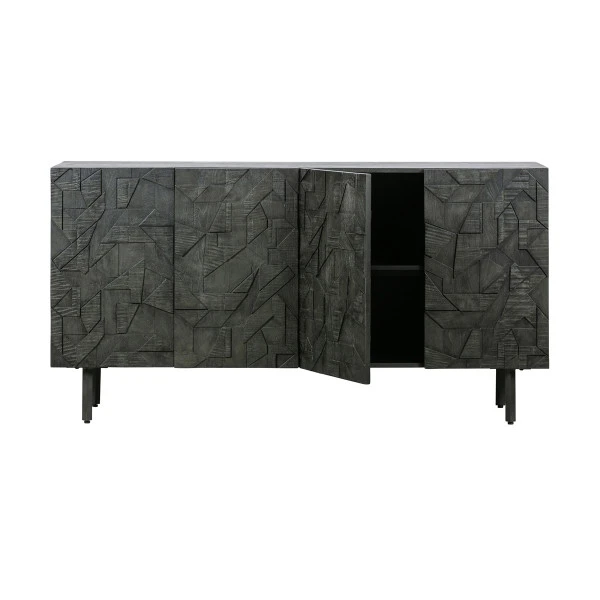 BePureHome Zwart Dressoir Houtsnijwerk 7 BePureHome Zwart Dressoir Houtsnijwerk - Afbeelding 5