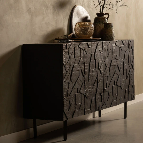 BePureHome Zwart Dressoir Houtsnijwerk 11 BePureHome Zwart Dressoir Houtsnijwerk - Afbeelding 9