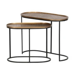 BePureHome Ovale Bijzettafelset Messing -Zuiver Verkoop bepurehome embrace ovale bijzettafelset messing 2