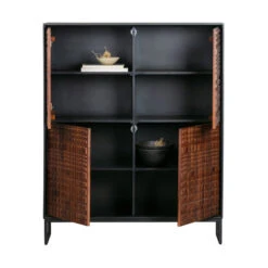 BePureHome Wandkast Walnoot Met Zwart -Zuiver Verkoop bepurehome nuts houten wandkast walnoot zwart 02