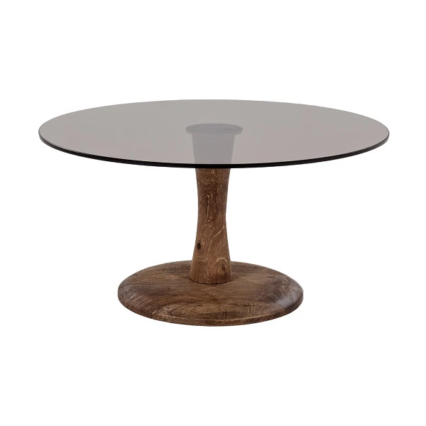 Ronde Salontafel Mangohout En Glas - Afbeelding 4