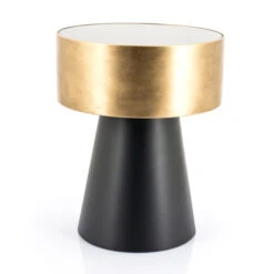 Ronde Bijzettafel Zwart Met Goud