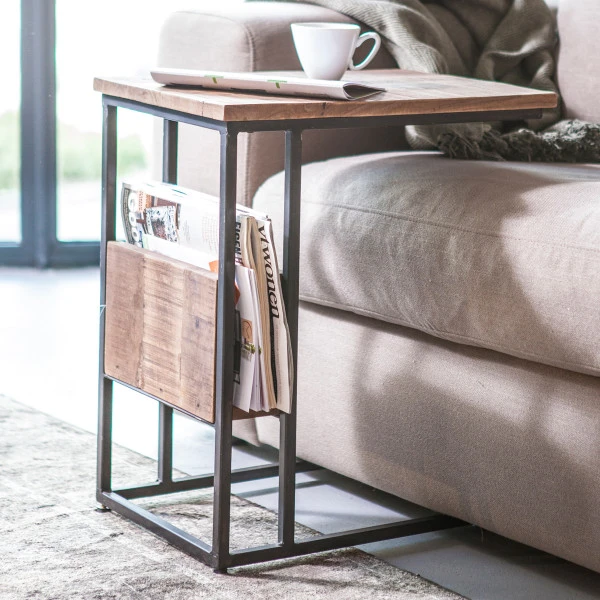 Bijzettafel Mangohout En Metaal 4 Bijzettafel Mangohout En Metaal - Afbeelding 2