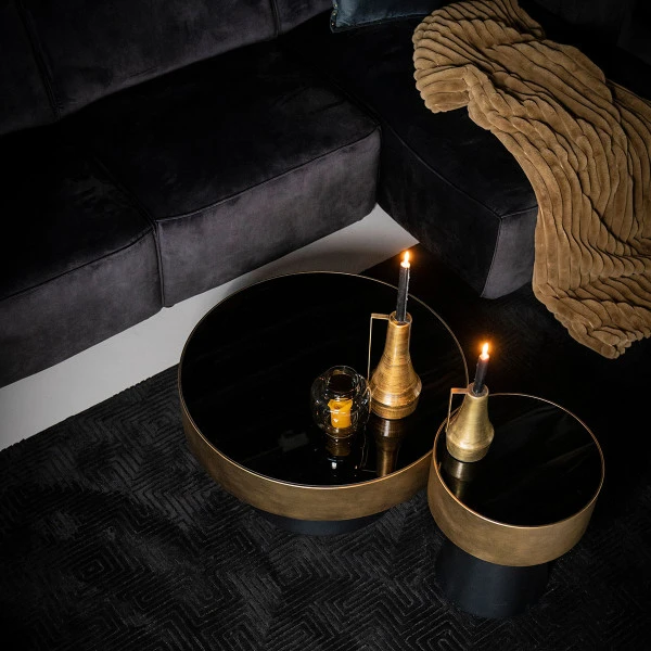 Ronde Bijzettafel Zwart Met Goud 6 Ronde Bijzettafel Zwart Met Goud - Afbeelding 4