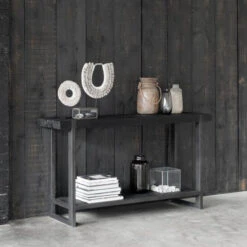 Robuuste Sidetable Zwart Teak -Zuiver Verkoop d bodhi beam black robuuste sidetable zwart teak 01