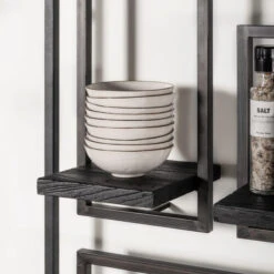 Wandplank Van Zwart Teakhout -Zuiver Verkoop d bodhi shelfmate black wandplank van zwart teakhout 01 4