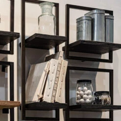 Wandplank Van Zwart Teakhout -Zuiver Verkoop d bodhi shelfmate black wandplank van zwart teakhout 03 1