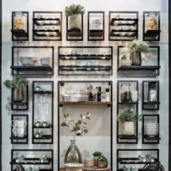 Wand Wijnrek Van Zwart Teakhout 8 Wand Wijnrek Van Zwart Teakhout -Zuiver Verkoop d bodhi shelfmate black wandplank van zwart teakhout 04 2