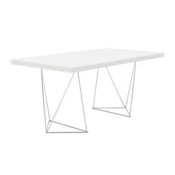 Groot Bureau Mat Wit Met Chroom