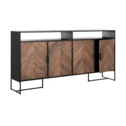 Visgraat Dressoir Zwart Teak -Zuiver Verkoop dressoir met visgraat patroon 4 deuren dtp home criss cross 03