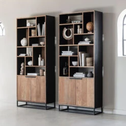 Hoge Vakkenkast Teakhout -Zuiver Verkoop dtp home cosmo hoge vakkenkast teakhout 01