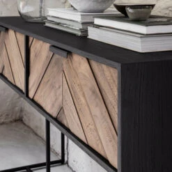 Sidetable Zwart Met Visgraat Patroon -Zuiver Verkoop dtp home criss cross sidetable zwart met visgraat patroon 04