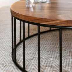 Salontafel Suar Hout Rond -Zuiver Verkoop dtp home flare ronde salontafel suar hout 03