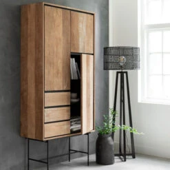 Hoge Wandkast Teakhout -Zuiver Verkoop dtp home metropole hoge wandkast teakhout 03