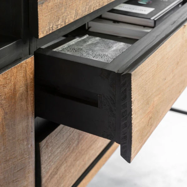 Hoog Dressoir Teak Hout 200 Cm 8 Hoog Dressoir Teak Hout 200 Cm - Afbeelding 6