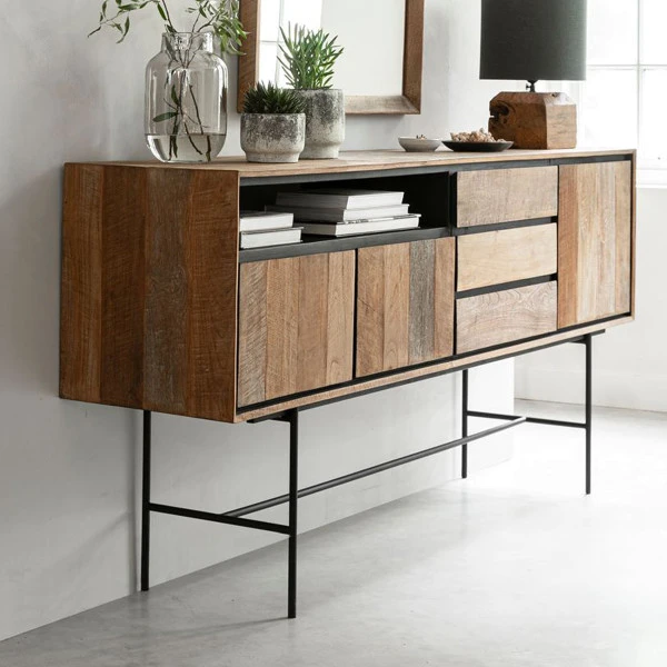 Hoog Dressoir Teak Hout 200 Cm 7 Hoog Dressoir Teak Hout 200 Cm - Afbeelding 5