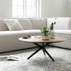 Teakhouten Salontafel Rond -Zuiver Verkoop dtp home metropole teakhouten salontafel rond 04