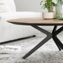 Teakhouten Salontafel Rond -Zuiver Verkoop dtp home metropole teakhouten salontafel rond 06