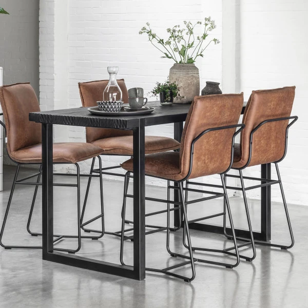 Teakhouten Bartafel Zwart 3 Teakhouten Bartafel Zwart