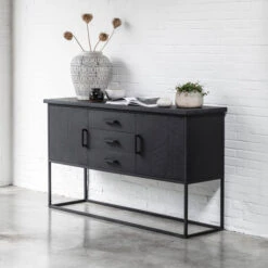 Zwart Teak Dressoir Industrieel Design -Zuiver Verkoop dtp home timeless black zwart dresoir beam no. 2 04