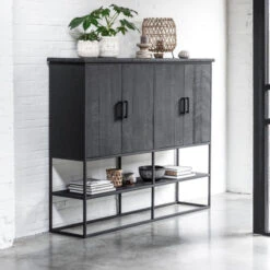 Zwarte Bergkast Teak Large -Zuiver Verkoop dtp home timeless black zwarte wandkast beam groot 03