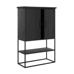Zwarte Bergkast Teak Small -Zuiver Verkoop dtp home timeless black zwarte wandkast beam smal 02