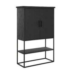 Zwarte Bergkast Teak Small -Zuiver Verkoop dtp home timeless black zwarte wandkast beam smal 03