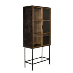 Houten Vitrinekast Industrieel -Zuiver Verkoop dutchbone berlin houten vitrinekast industrieel 04