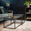 Ribbelglas Salontafel Set -Zuiver Verkoop dutchbone boli ribbelglas salontafelset 3