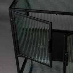 Ribbelglas Vitrinekastje Zwart -Zuiver Verkoop dutchbone boli ribbelglas vitrinekast 004