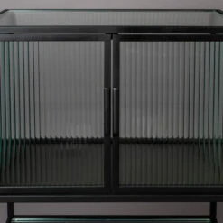 Ribbelglas Vitrinekastje Zwart -Zuiver Verkoop dutchbone boli ribbelglas vitrinekast 005