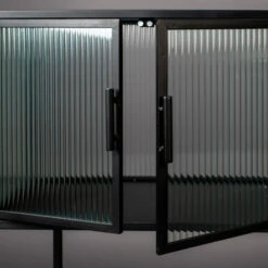 Ribbelglas Vitrinekastje Zwart -Zuiver Verkoop dutchbone boli ribbelglas vitrinekast 006