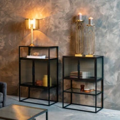 Ribbelglas Vitrinekastje Zwart -Zuiver Verkoop dutchbone boli ribbelglas vitrinekast 009