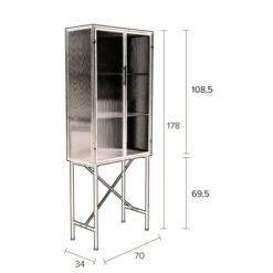 Ribbelglas Vitrinekast -Zuiver Verkoop dutchbone boli ribbelglas vitrinekast 9