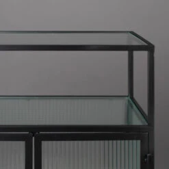 Ribbelglas Kastje Zwart Staal -Zuiver Verkoop dutchbone boli ribbelglas wandkastje 005