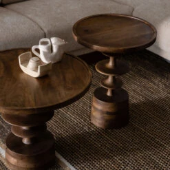 Ronde Bijzettafel Walnoot -Zuiver Verkoop dutchbone cath walnut ronde bijzettafel walnoot 07