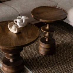 Ronde Salontafel Walnoot -Zuiver Verkoop dutchbone cath walnut ronde salontafel walnoot 06