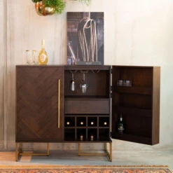 Wijnkast Visgraat En Messing