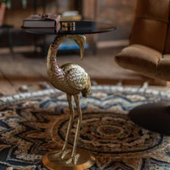 Vogelfiguur Bijzettafel -Zuiver Verkoop dutchbone crane vogelfiguur bijzettafel goud 06 1