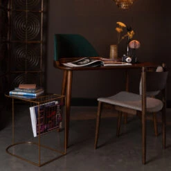 Vintage Bureau Met Groen Fluweel -Zuiver Verkoop dutchbone finn essenhouten bureau 07