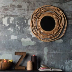 Rotan Spiegel Rond -Zuiver Verkoop dutchbone kubu raton spiegel 04