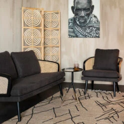 Retro Stoel Rotan Met Kussens -Zuiver Verkoop dutchbone manou retro webbing stoel met kussens 03