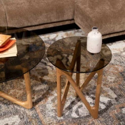 Bijzettafel Hout En Glas -Zuiver Verkoop dutchbone naia bijzettafel hout en glas 07