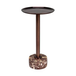 Ronde Bijzettafel Bruin Marmer