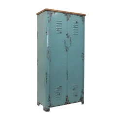 Lockerkast Vintage Blauw -Zuiver Verkoop dutchbone rusty hoge blauwe metalen lockerkast 03