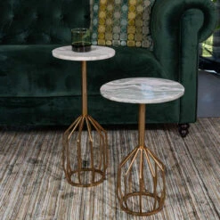 Messing Bijzettafel Wit Marmer -Zuiver Verkoop dutchbone salerno s messing bijzettafel wit marmer small 02 1