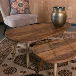 Organische Salontafel Sheesham Hout -Zuiver Verkoop dutchbone sham houten koffietafelset sheesham 07
